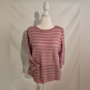 Croft & Barrow Mauve and White Herringbone V-Neck Sweater